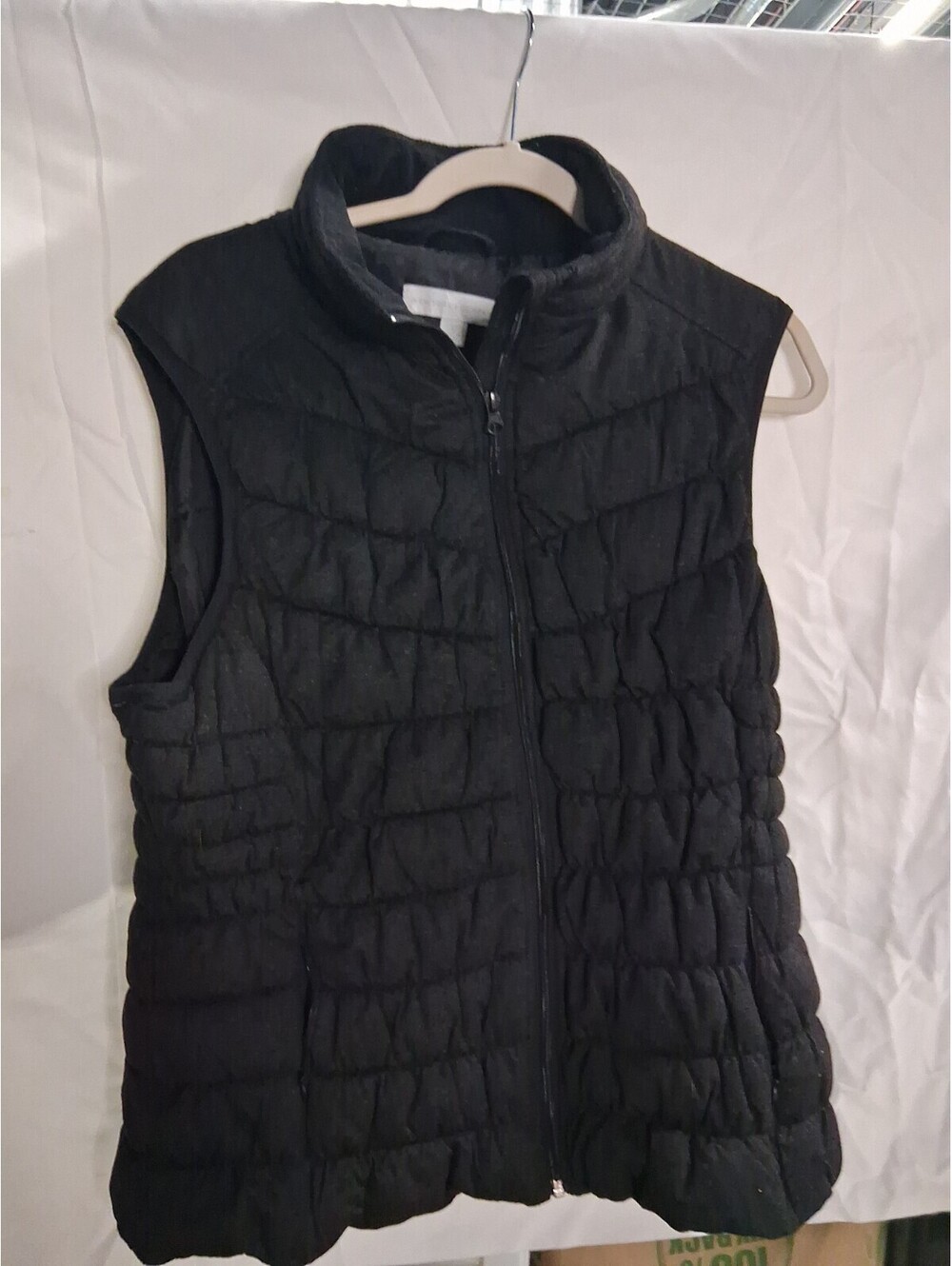 Women's NY&CO Puffer Vest Black Full Zip Lightweight Pockets Size XL
